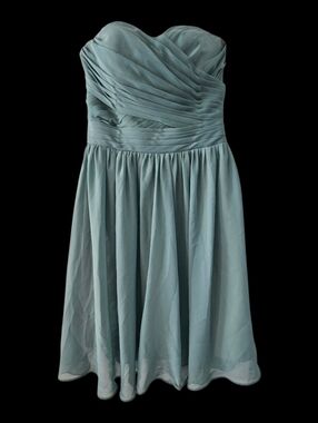 Strapless Ruched Chiffon Cocktail Dress in Sage Green